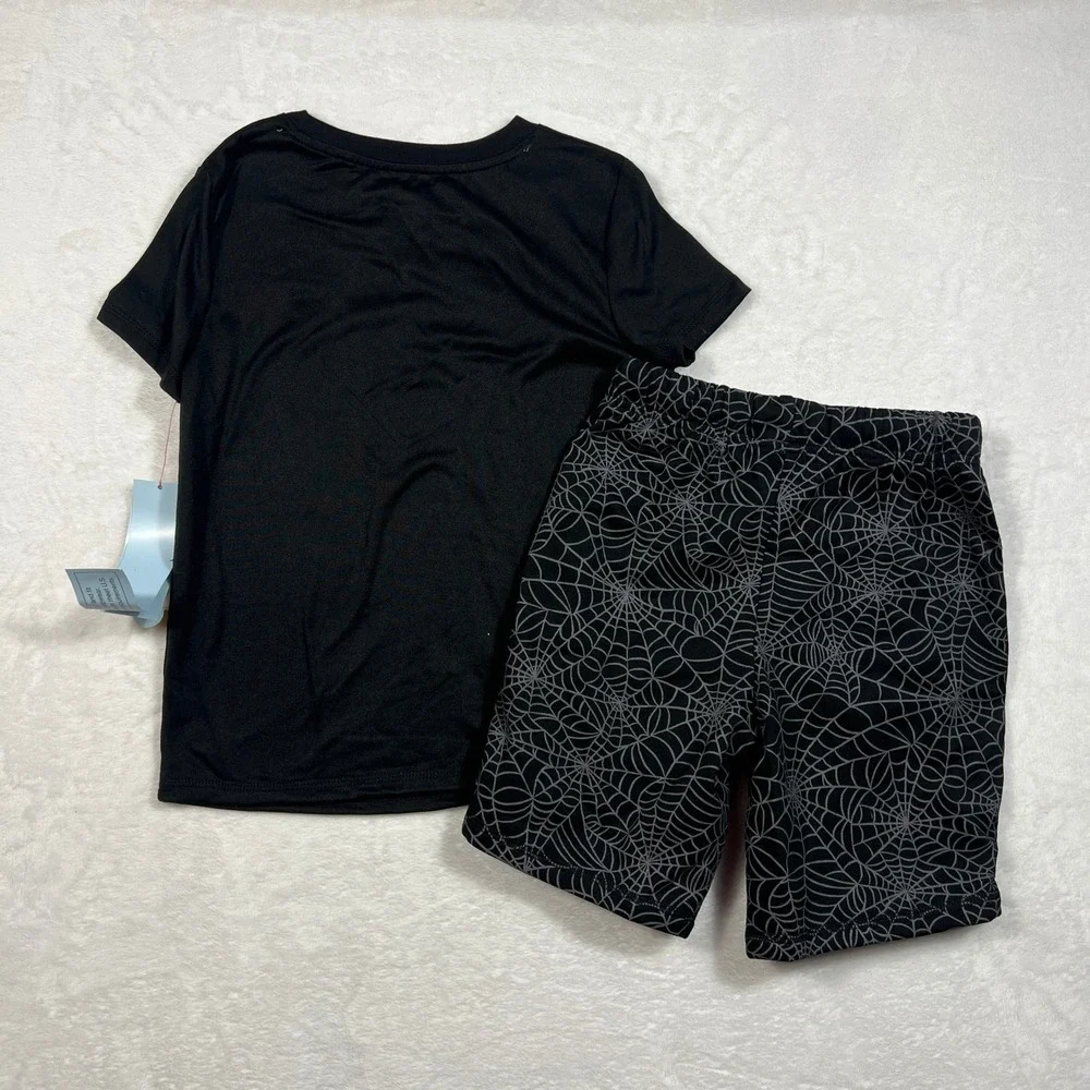 Cat & Jack Boys Halloween Pajama Set Size 6/7 Skeleton Spiderweb NWT